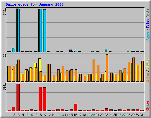 Daily usage for January 2008