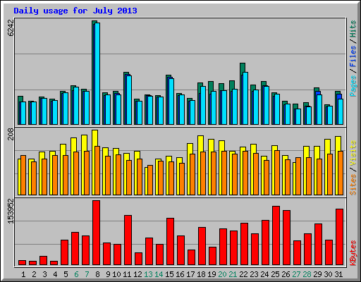 Daily usage for July 2013