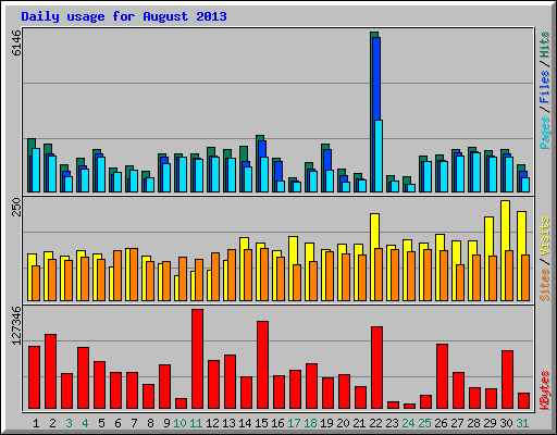 Daily usage for August 2013