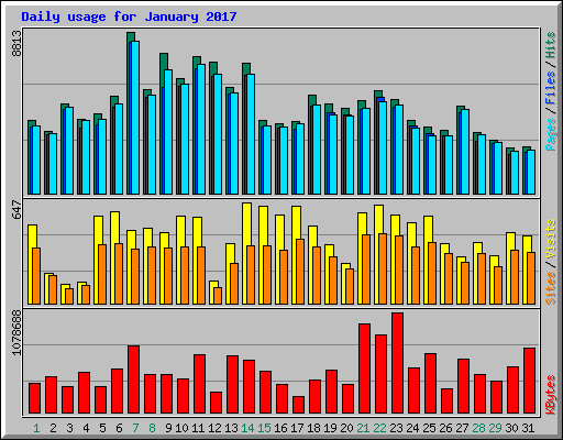 Daily usage for January 2017