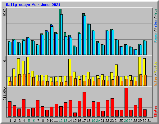 Daily usage for June 2021