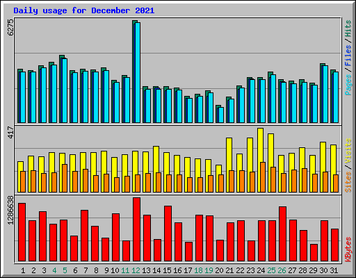 Daily usage for December 2021