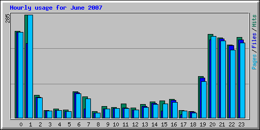 Hourly usage for June 2007