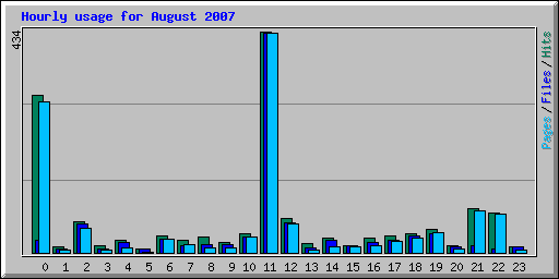 Hourly usage for August 2007