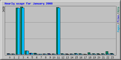 Hourly usage for January 2008