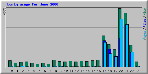 Hourly usage for June 2008