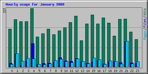 Hourly usage for January 2009