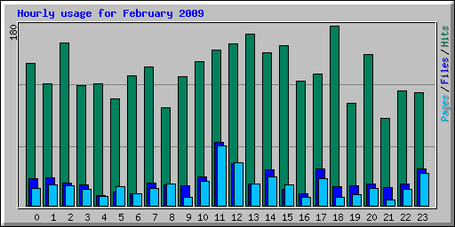 Hourly usage for February 2009