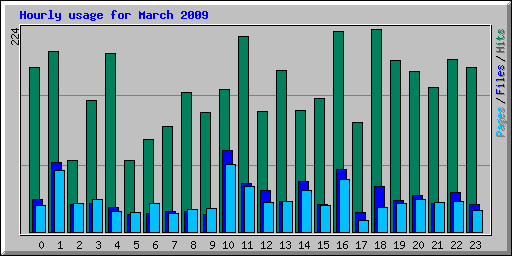 Hourly usage for March 2009