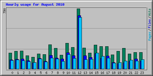 Hourly usage for August 2010