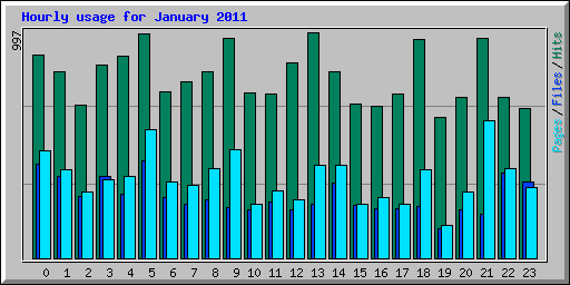 Hourly usage for January 2011