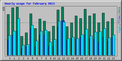 Hourly usage for February 2013